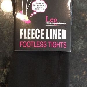 Leg impressions Fleece Lined Footless Tights - M/L